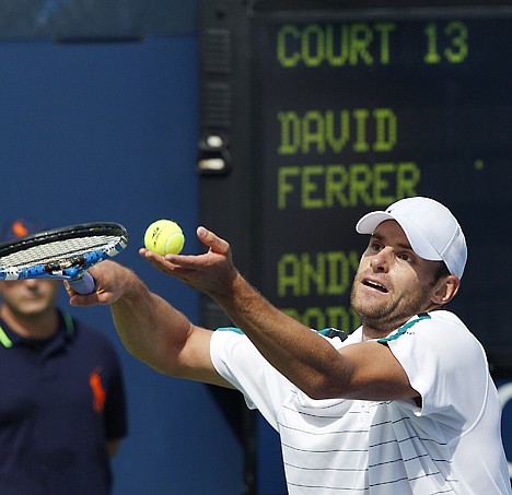 &lt;p&gt;Andy Roddick of USA serves to David Ferrer of Spain as they play on Court 13 during the fourth round at the U.S. Open tennis tournament in New York, Thursday, Sept. 8, 2011. (AP Photo/Charles Krupa)&lt;/p&gt;