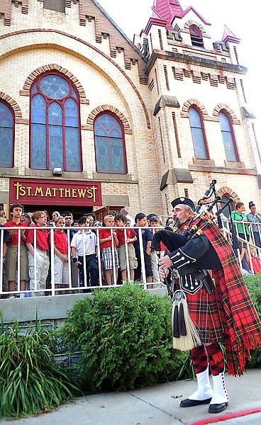 &lt;p&gt;Rod Douglas of the Montana Highlanders Bagpipe Band plays
Highland Cathedral as students and parishoners exit Saint Matthew's
Catholic Church on Friday morning in Kalispell. Douglas later
helped lead a procession of students, staff and family from the
church to the Kalispell Fire Department for a memorial honoring the
343 emergency responders killed in the 9/11 attacks.&lt;/p&gt;