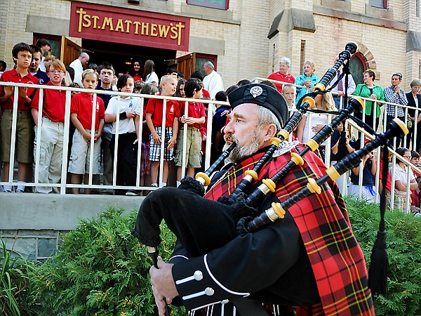 &lt;p&gt;Rod Douglas of the Montana Highlanders Bagpipe Band plays
Highland Cathedral as students and parishoners exit Saint Matthew's
Catholic Church on Friday morning in Kalispell. Douglas later
helped lead a procession of students, staff and family from the
church to the Kalispell Fire Department for a memorial honoring the
343 emergency responders killed in the 9/11 attacks.&lt;/p&gt;