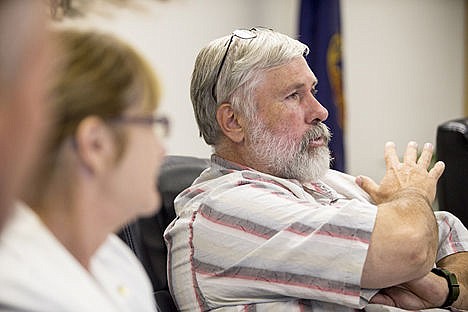 &lt;p&gt;Rathdrum Mayor Vic Holmes poses questions to Elizabeth Spaulding from Landmark Landscape Architects on Wednesday at a city council meeting in the City Council Chamber in Rathdrum.&lt;/p&gt;