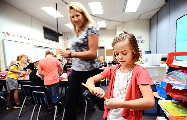 &lt;p&gt;Back to school at Edgerton means making plans, and getting organized and for Reagan Brisendine that includes sharpening pencils before an art project on Wednesday, August 28, in Shelly Kennedy and Suzanne Elliott's super second grade. (Brenda Ahearn/Daily Inter Lake)&lt;/p&gt;