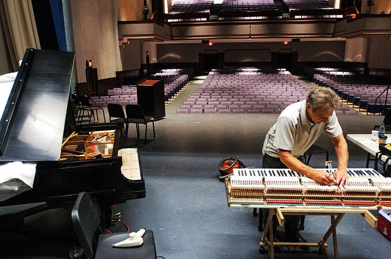 &lt;p&gt;Tom Kuntz, piano technician from Steinway Piano Gallery of Spokane, checks the hammers of the Steinway concert grand piano at Flathead High School on Thursday afternoon. Sept. 5, 2013 in Kalispell, Montana. (Patrick Cote/Daily Inter Lake)&lt;/p&gt;