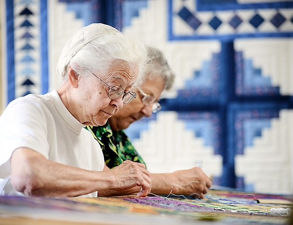 &lt;p&gt;Margaret Kauffman and Mary Lapp were two of the ladies who gathered for quilting Thursday at Mountain View Mennonite Church near Creston. The quilt was made by Holly Laurens and is being quilted as a wedding gift for her daughter, Lynmarie.&#160;&lt;/p&gt;&lt;div&gt;&#160;&lt;/div&gt;