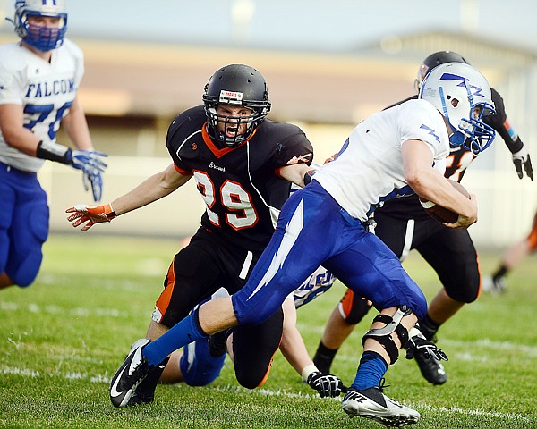 &lt;p&gt;Flathead linebacker Brady Galarza moves in to stop Billings Skyview quarterback Gus Schaff during the second half of their game on Friday night at Legends Stadium. (Brenda Ahearn/Daily Inter Lake)&lt;/p&gt;