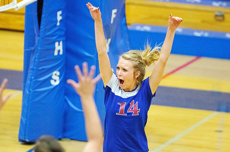 &lt;p&gt;Columbia Falls junior Dalton Halden cheers after a point Thursday night during the Wildkats&#146; victory over the Libby Loggers at Columbia Falls High School.&lt;/p&gt;