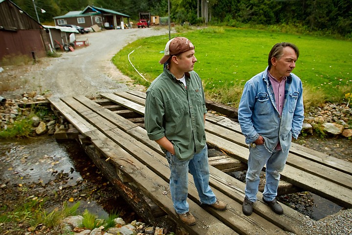 &lt;p&gt;Harry Sommers, right, and his son Israel Provo stand on the bridge Thursday over the east fork of Moon Gulch Creek where clean-up and restoration efforts of the Silver Crescent Mine area have improved the water quality in the area.&lt;/p&gt;