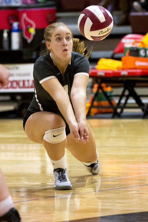 <p>In their first home game in the Northwest Athletic Conference, the North Idaho College volleyball team battles it out with Columbia Basin College on Wednesday, September 14, 2016. The lady Cardinals crushed their competition, defeating Columbia Basin 25-23, 25-13 and 25-16. To purchase photo, please visit www.cdapress.com/photos</p>