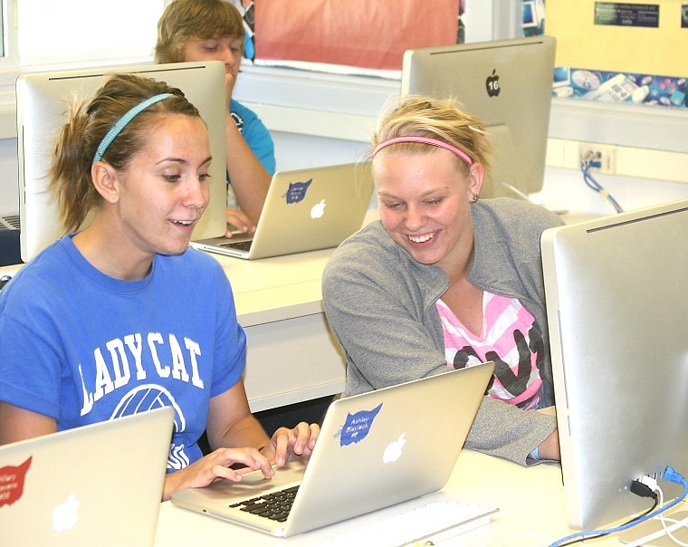 <p>Superior students Ashley Blaylock and Melinda Steinebach work on
their laptops during their yearbook class Tuesday afternoon.  </p>