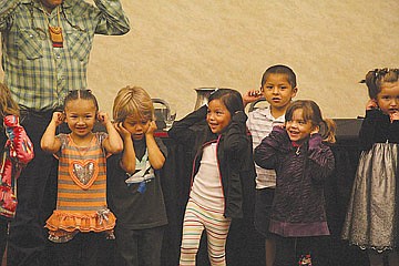 &lt;p&gt;From left to right, Kasie Brazill, Matiya Nenemay, Taryn Matt, Avery McDonald, Kristina Lorentine and Daspianna Lamoose sing a song in Salish during a visit to Polson from Sen. Jon Tester.&lt;/p&gt;