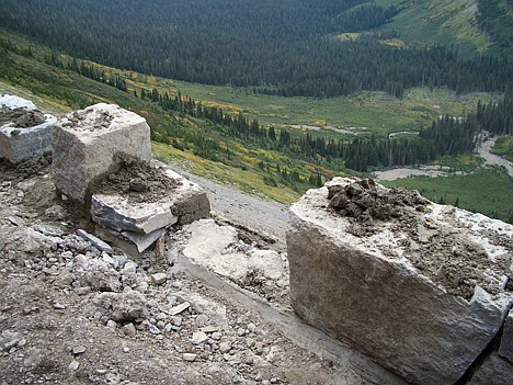 &lt;p&gt;This stone retaining wall alongside Going-to-the-Sun Road is where Wainuma Ned of Coeur d'Alene was working when his excavator plummeted off the cliff on Monday in Glacier National Park. Ned jumped from the vehicle and survived.&lt;/p&gt;