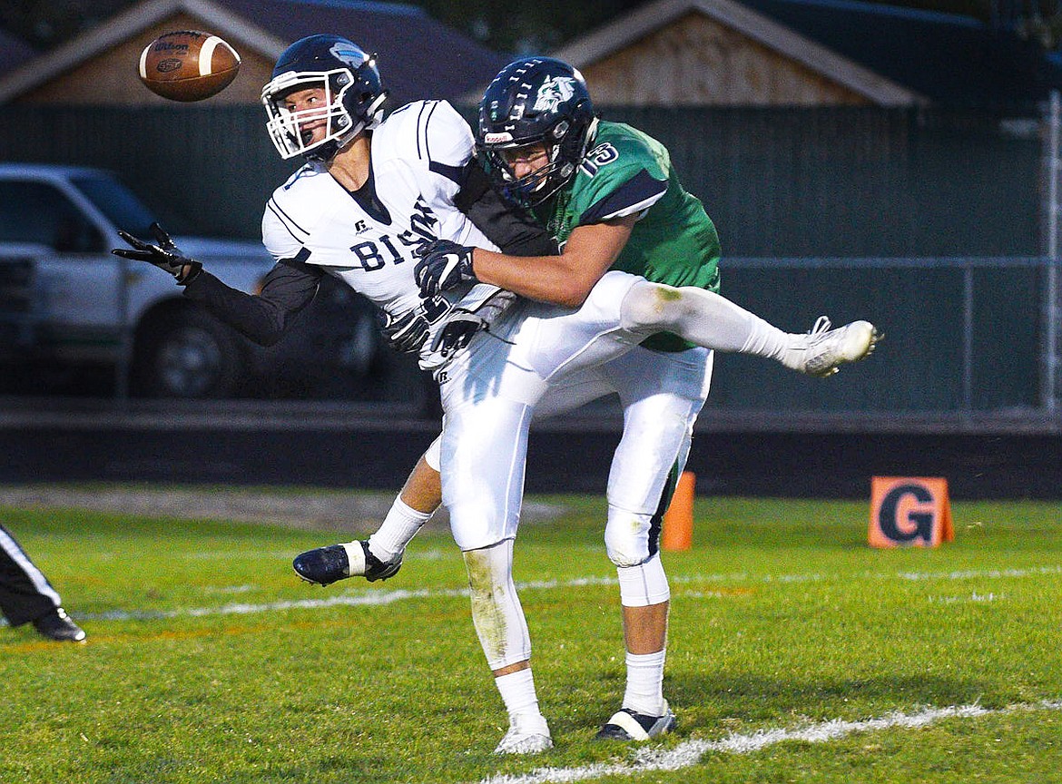 &lt;p&gt;Glacier defensive back Sam Barber breaks up a pass to Great Falls receiver Kody Torgerson during the second quarter at Legends Stadium on Friday. (Aaric Bryan/Daily Inter Lake)&lt;/p&gt;