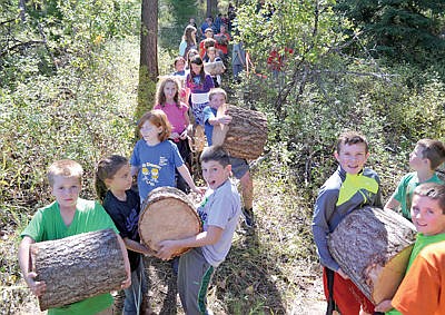 &lt;p&gt;Nearly 300 Libby elementary students last week spent about an hour collecting wood from five Douglas Fir trees cut down to be auctioned off in October. The auction will benefit Kiye Jenkins and Katherine Lind, two students diagnosed this year with stage four Hodgkins Lymphoma. (Seaborn Larson/The Western News)&lt;/p&gt;