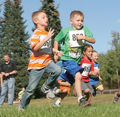 &lt;p&gt;Leading the way for the five-year-old boys with Aiden Harris, left, and Talon Nordwick. (Paul Sievers/The Western News)&lt;/p&gt;