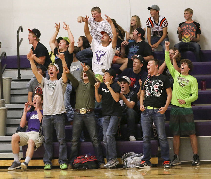 &lt;p&gt;The Charlo student section reacts to the volleyball team scoring the winning point against Plains.&lt;/p&gt;