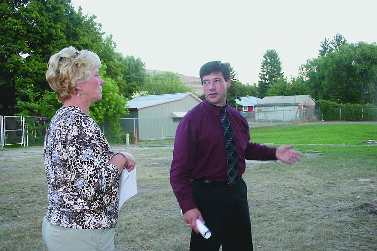 &lt;p&gt;School Board Trustee Lisa French listens while Superintendent Thom Chisholm explains where the new school addition will be built&lt;/p&gt;