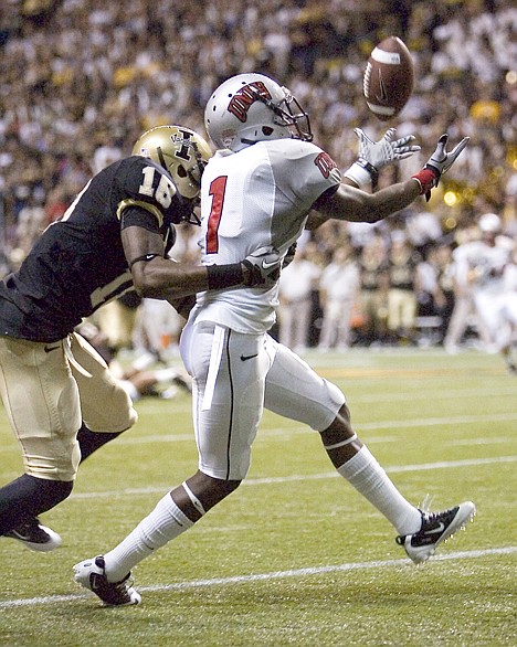 &lt;p&gt;UNLV defensive back Will Chandler (1) intercepts in the end zone a pass intended for Idaho wide receiver Armauni Johnson (18) during the second quarter Saturday at the Kibbie Dome.&lt;/p&gt;