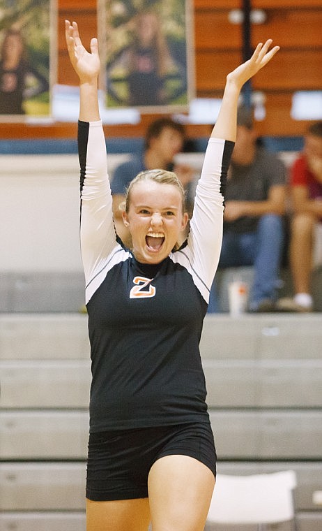 &lt;p&gt;Patrick Cote/Daily Inter Lake Flathead junior Iris Matulevich celebrates after a point Tuesday night during the Bravette's victory over Hellgate at Flathead High School. Tuesday, Sept. 18, 2012 in Kalispell, Montana.&lt;/p&gt;