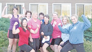 <p>Women who finished the Montana Athletic Club’s Boot Camp fitness program all made significant improvements in their fitness.  Pictured, from left, are Kelda Latham-Bennett, Ahyoung Huff, Doreen Gullinsrud, Kathleen Sheffield, Teresa Goyen, Lyn Hagarty, Kaylee Robertson, Diana Robertson and instructor Jennifer McCully.</p>