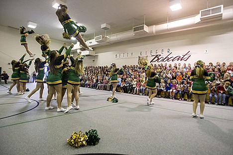 &lt;p&gt;Lakeland High School cheerleaders pump up Betty Kiefer Elementary School students on Friday at Betty Kiefer Elementary School in Rathdrum.&lt;/p&gt;