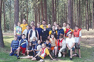 Moses Lake Boy Scout Troop 67 and volunteers before they embark on the 50-mile canoe trip.