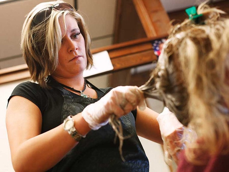 &lt;p&gt;Patrick Cote/Daily Inter Lake Aria Halliday, left, colors the hair of David Critzer Monday afternoon at Crevier's Academy of Cosmetology Arts in Kalispell. Monday, Sept. 10, 2012 in Local, Montana.&lt;/p&gt;