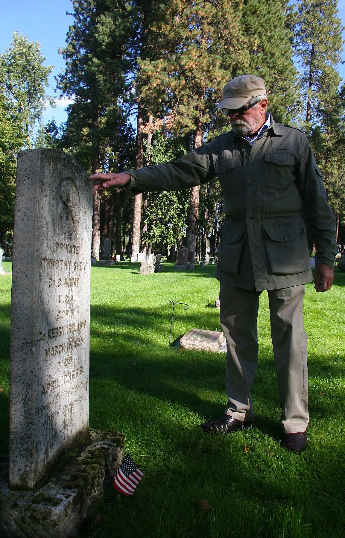 &lt;p&gt;Robert Singletary, a historian for the Museum of North Idaho, shows the lone remaining headstone among soldiers who served at Fort Sherman and were buried at what is now Forest Cemetery in Coeur d'Alene. Civil War veteran Ira Doty was also buried in the section, according to his obituary, but without a headstone or record that his remains were later moved to Fort Wright in Spokane along with other veterans, his final resting place remains a mystery to his third great grandson Michael Carroll.&lt;/p&gt;