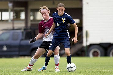 <p>The North Idaho College''s mens' soccer team duke it out with Community Colleges of Spokane on Wednesday, Sept. 21, 2016 at North Idaho College. The Cardinals were no match for Spokane, and lost 2-0. To purchase photo, please visit www.cdapress.com/photos</p>