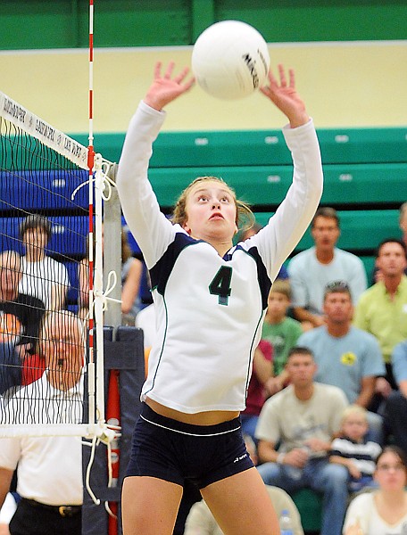 &lt;p&gt;Glacier freshman Hannah Liss sets the ball during the crosstown
match with Flathead.&lt;/p&gt;