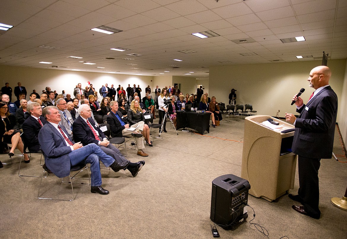 &lt;p&gt;Post Falls Mayor Ron Jacobson speaks to more than 80 community members, business owners, lawmakers and others at a ceremony unveiling Orgill Inc.&#146;s plans to move into the former Kimball Office manufacturing facility in Post Falls and initially hire about 140 people this winter. Orgill, Inc. is the world&#146;s largest independent hardware distributor.&lt;/p&gt;