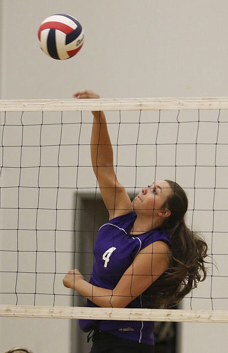 &lt;p&gt;Charlo's Ashley Tryon spikes the ball during their game against Two Eagle on Thursday evening.&lt;/p&gt;