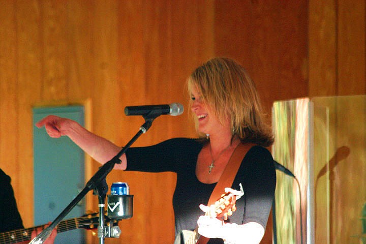 Jacque Jolene who grew up and graduated in St. Regis welcomes the crowd to the Copper Mountain Band concert on Saturday night Jolene said she was especially excited to be singing for some familiar faces.