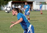 Alex Strickland/Bigfork Eagle - Ariana Shults heads the ball against Columbia Falls on Saturday. The Vals tied the Wild Kats 2-2.