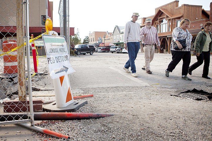 &lt;p&gt;Most sidewalks remain open during extensive road work in
downtown Whitefish.&lt;/p&gt;