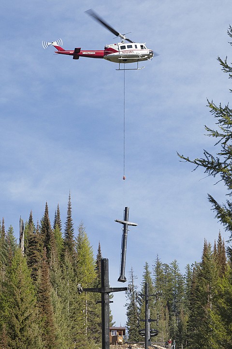 &lt;p&gt;A helicopter lowers the pole for Tower Six of the new Bad Rock
lift at Whitefish Mountain Resort on Thursday morning. The
helicopter made three trips from the staging area in the Willow
parking lot to bring all the parts up to the new tower. Three other
towers still need to be installed.&lt;/p&gt;