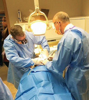 &lt;p&gt;Dr. Sterling Rehl, right, bone grafting for implants at the Engel Implant Institute in North Carolina (courtesy of Dr. Sterling Rehl).&lt;/p&gt;