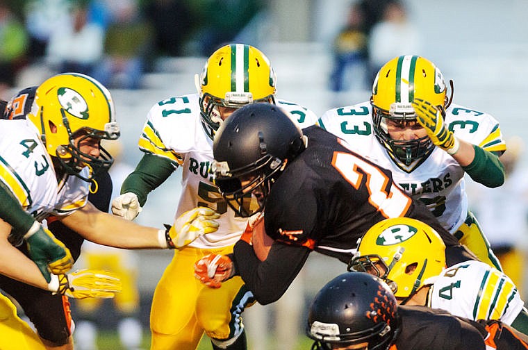 &lt;p&gt;Flathead junior Brady Galarza (29) is tackled on a kickoff return Friday night during Flathead's Class AA homecoming football game with C.M. Russell at Legends Stadium.&#160;&lt;/p&gt;