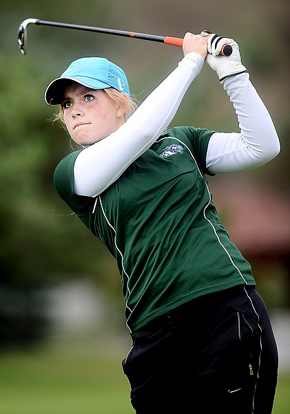 &lt;p&gt;Glacier sophomore Teigan Avery watches her shot during the Flatfish Invitational at Village Greens on Friday.&lt;/p&gt;