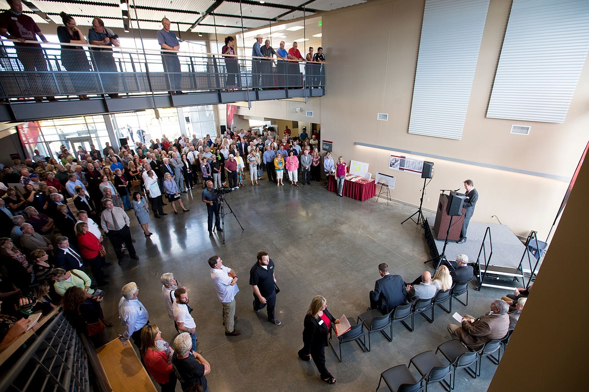 &lt;p&gt;In the lobby of the new North Idaho College's Parker Technical Education Center, more than 200 listen to NIC President Richard MacLennan speak at the grand opening ceremony for the Technical Education Center Wednesday evening in Rathdrum.&lt;/p&gt;