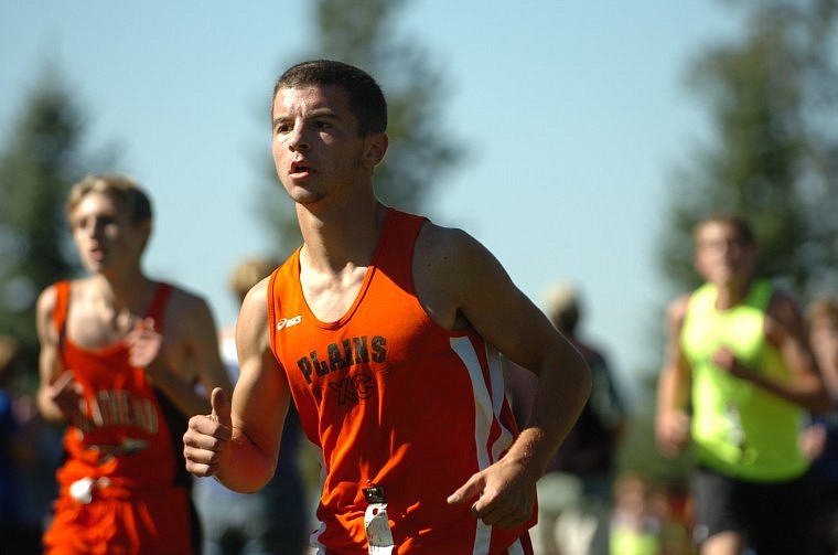 Junior Robert Earhart maintains focus as he participates in the meet in Ronan.