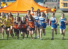 The Ronan and Mission cross country teams take off at the start of the Ronan Invitational last Saturday in Pablo.