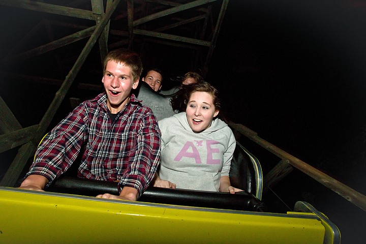 &lt;p&gt;Micah Fechner, 16, and Ammi Trump, 18, brace themselves as they speed backward along the track of the Timber Terror.&lt;/p&gt;