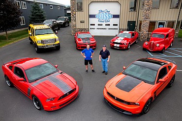 <p>Chris Nicholson, left, and Jim Merriman are the founders and owners of Blue Oval Speed Shop in Hayden. They are photographed on Sept. 1, 2016.</p>