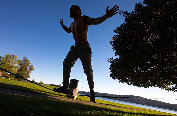 &lt;p&gt;Steve Seiver of Coeur d'Alene is silhouetted against the evening sky as he balances on a slackline on Sept. 13, 2016 at City Park. Seiver offers gym classes for America Ninja Warrior training every Wednesday and Friday at 7 p.m. at 360 Fitness in Coeur d'Alene.&lt;/p&gt;