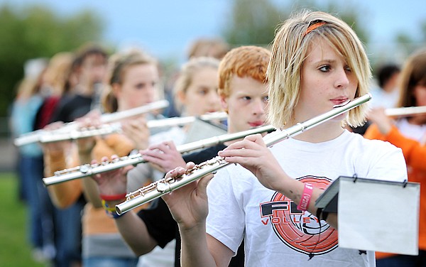 &lt;p&gt;Jill Reese, freshman flute player for Flathead, takes to the
field for the first time on Monday evening as the Flathead and
Glacier marching bands practice together for Friday night's half
time show.&lt;/p&gt;