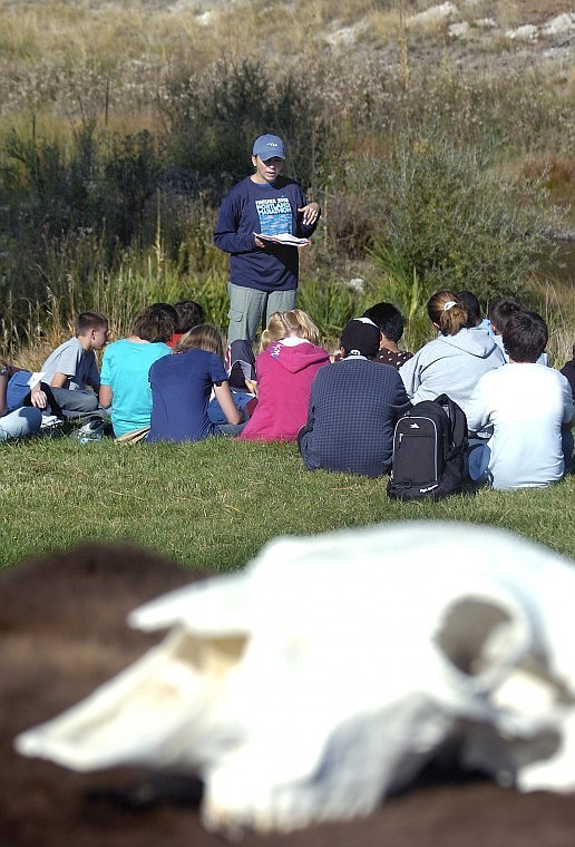 Kalispell Middle School seventh-grade science teacher Stacy Steder explores the
different uses of buffalo by American Indians with her students.