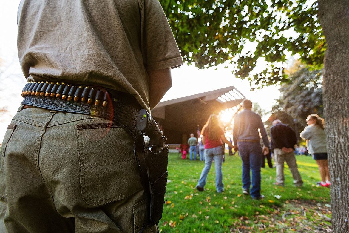 &lt;p&gt;&#160;A gun rights supporter wears a pistol and ammunition on his waist belt near the bandshell in the city park.&lt;/p&gt;