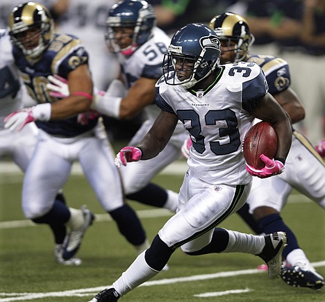 &lt;p&gt;Seattle running back Leon Washington heads downfield during Sunday's game against the Rams in St. Louis. St. Louis won 20-3.&lt;/p&gt;