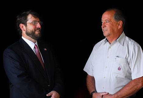 Flathead County commissioner candidates Democrat Steve Qunell, left, and Republican Jim Dupont are vying for the seat currently held by Gary Hall. Garrett Cheen/Daily Inter Lake