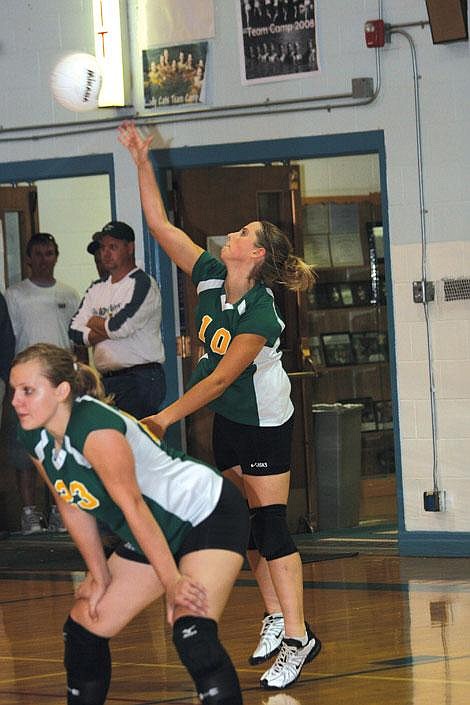 Nick Ianniello/Mineral Independent St. Regis Tiger Jocelyn Dockter serves the ball.