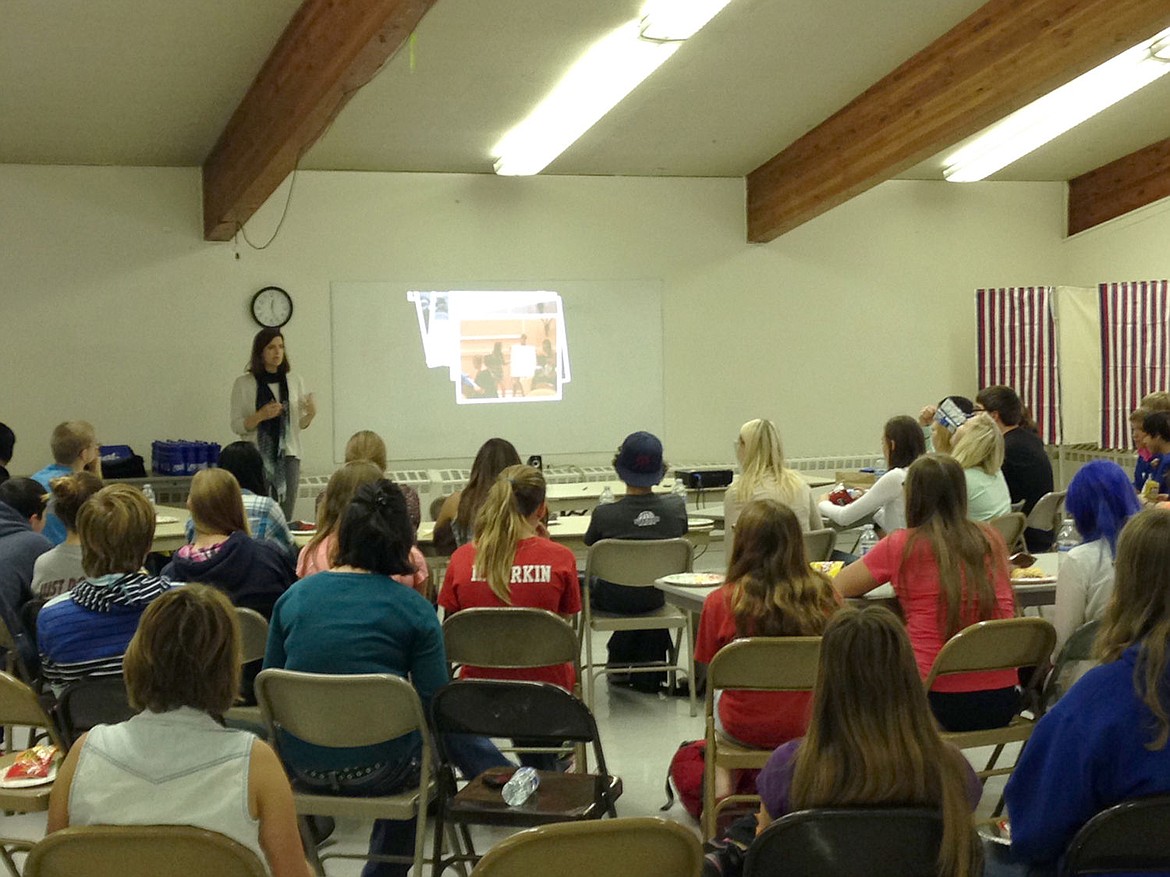 <p>Superior students listen to an orientation for an anti-drug and anti-alcohol program.</p>